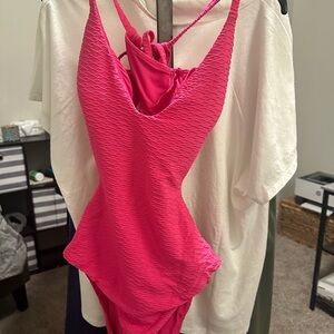 Women's Pink Textured Swimsuit
